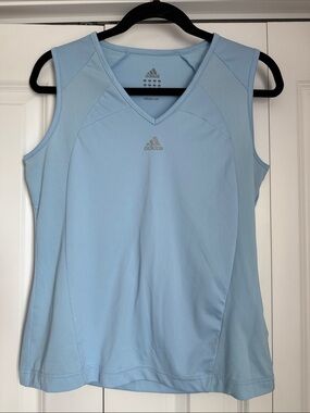 Adidas ladies sky blue v-neck tank, medium